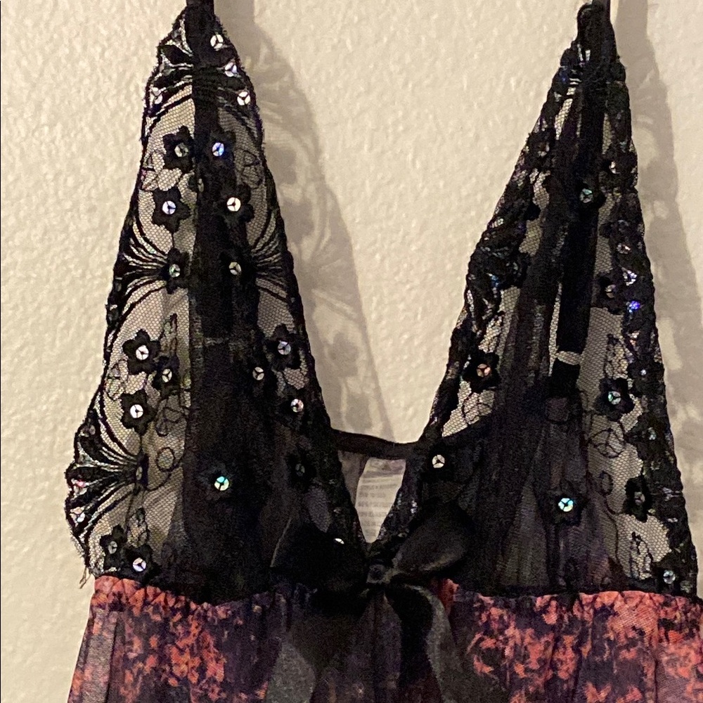 Chic Black and Pink Lace Dress - Picture 2 of 4